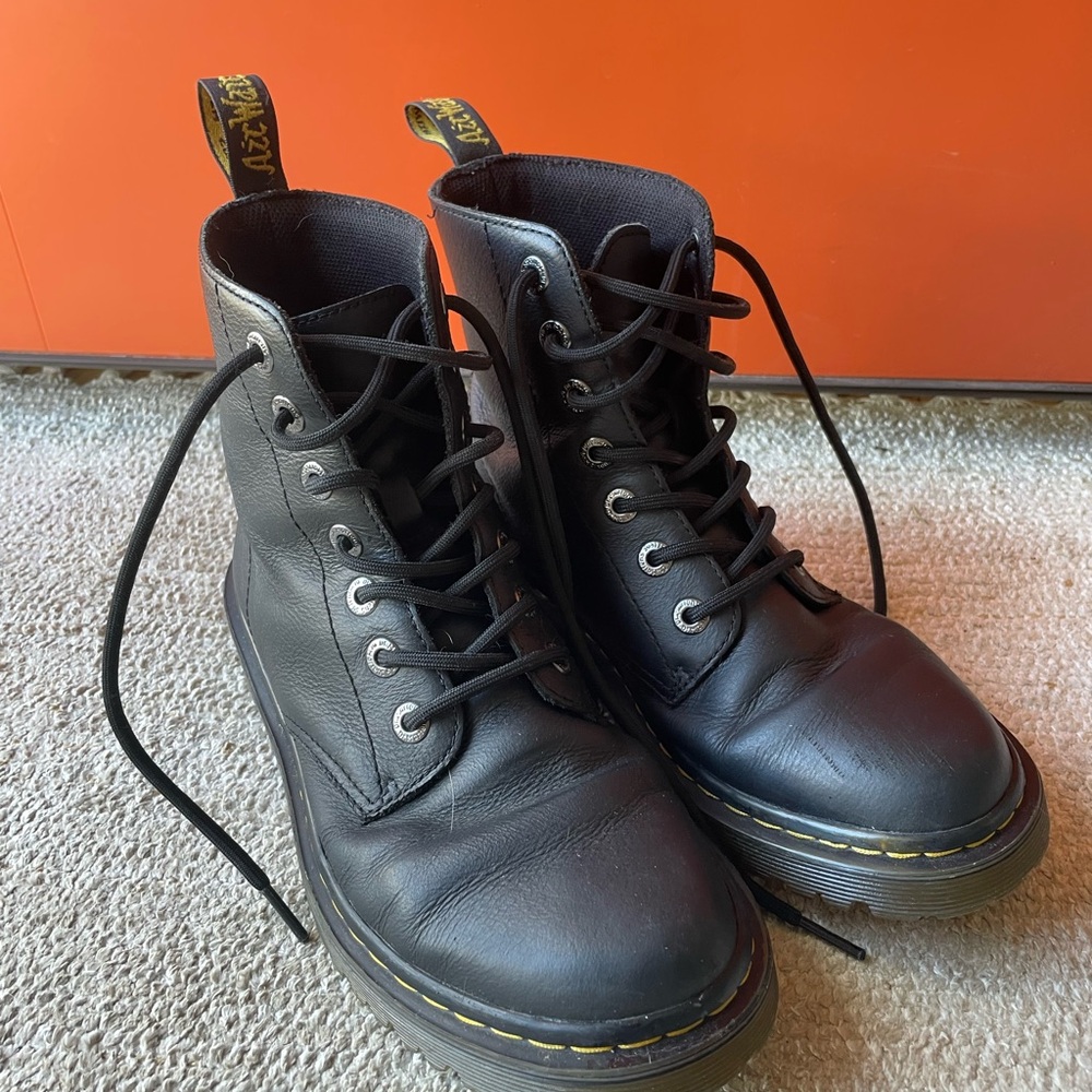 Dr. Martens Black Combat Boots with Sturdy Rubber Sole